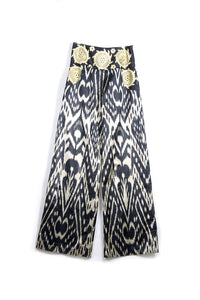 Embroidered Wide Leg Pants